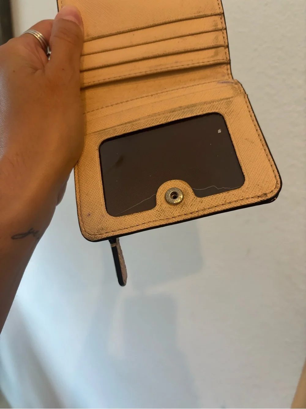 Coach Brown Leather Money Clip with Gold Logo Plaque